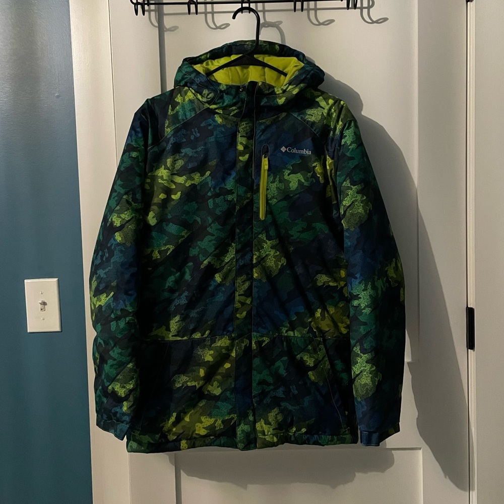 Columbia Kids Puffer Jacket - Blue and Yellow Camo